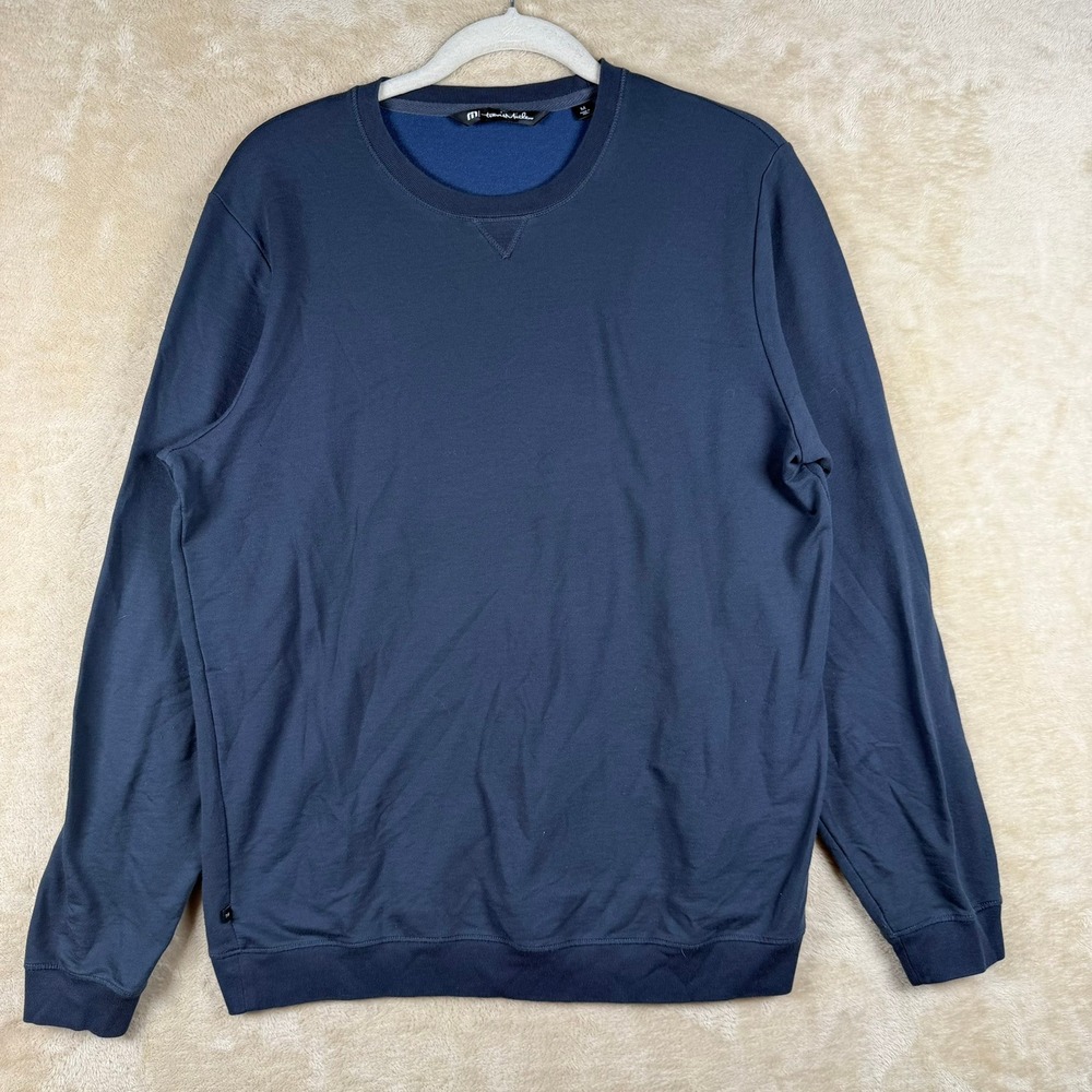 Travis Mathew Mens Navy Blue Pima Cotton Modal Blend Crewneck Sweatshirt Size M